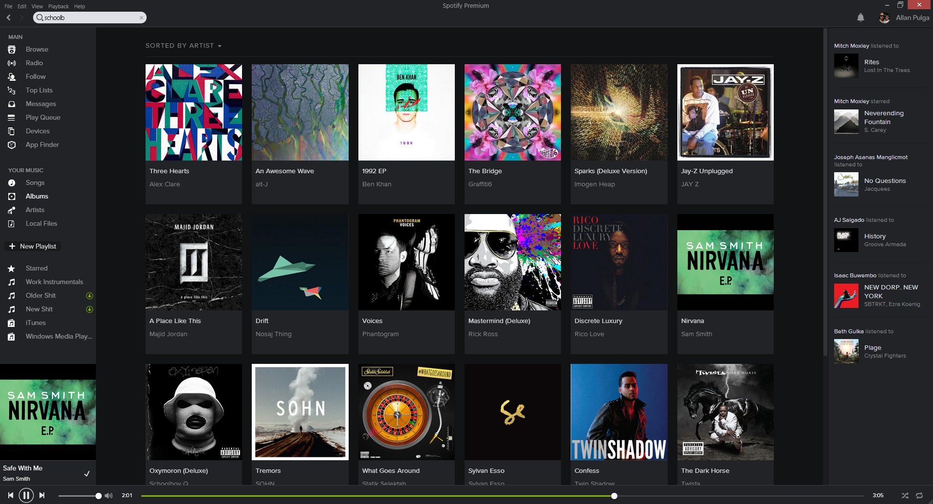 Black background site example - Spotify application