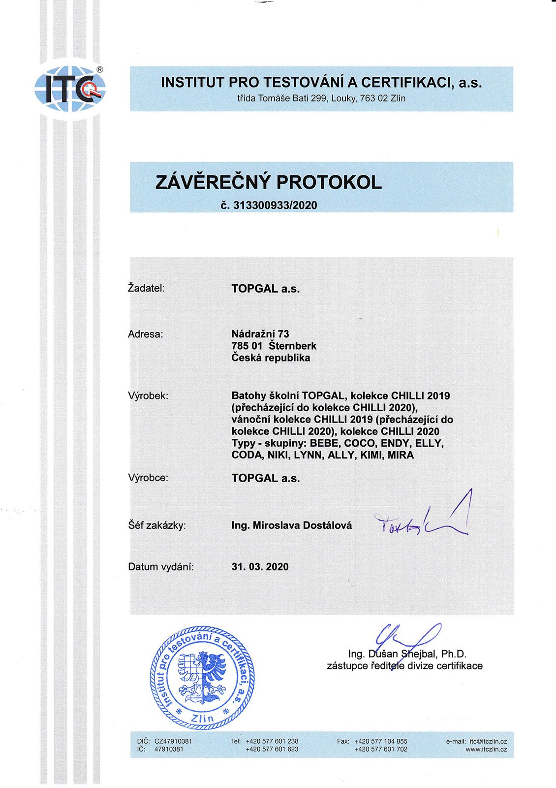 Plecaki TOPGAL z certyfikatem - 04
