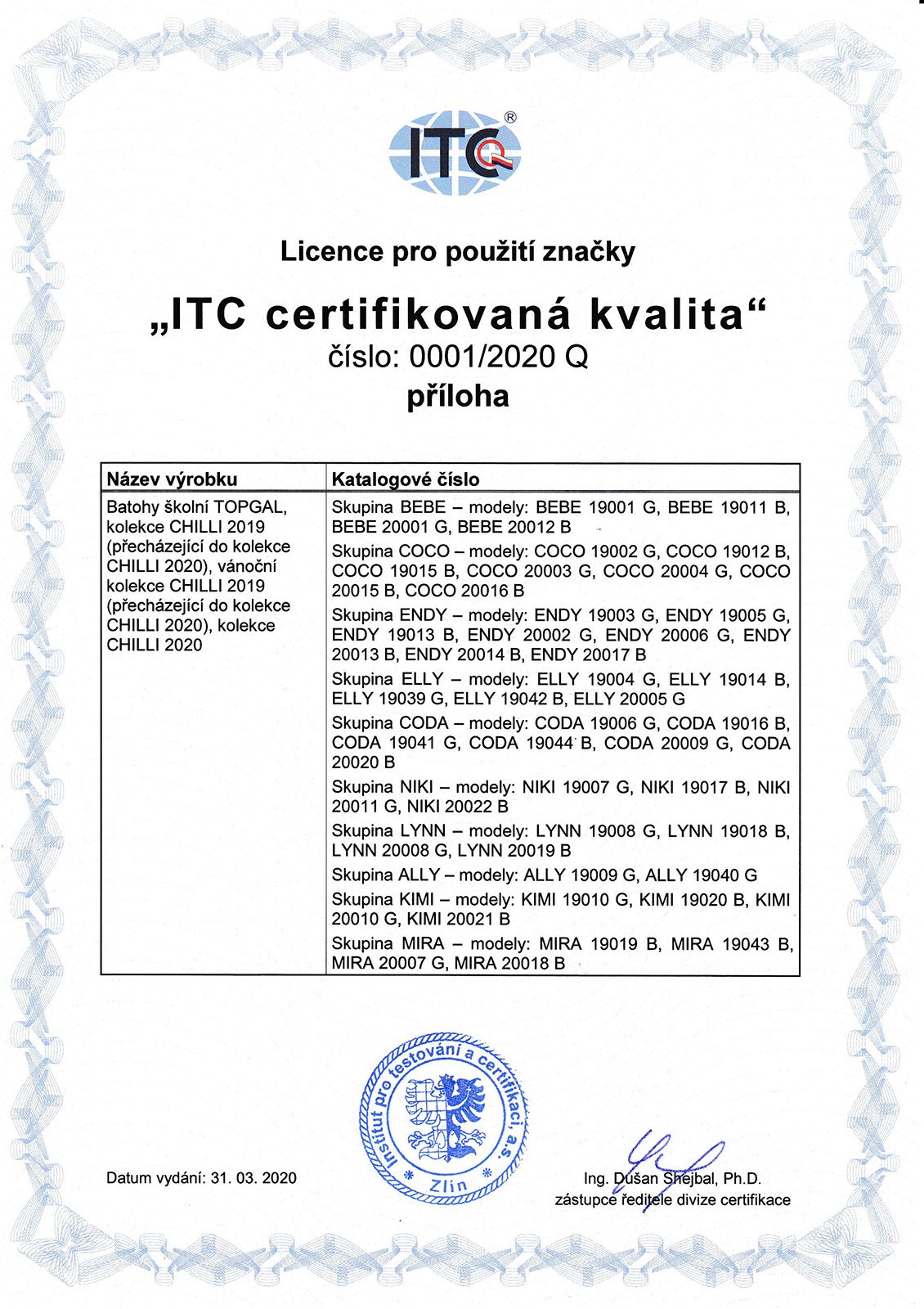 Plecaki TOPGAL z certyfikatem - 03