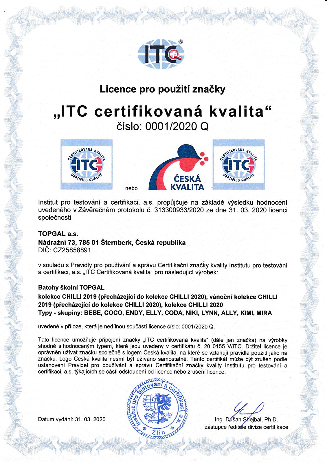 Plecaki TOPGAL z certyfikatem - 02
